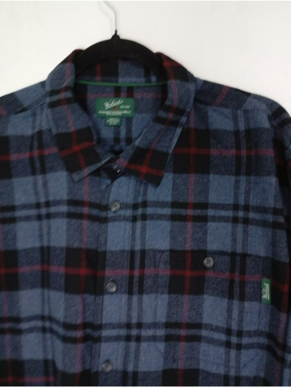 Woolrich Mens XL Blue & Red Plaid Button-Up long sleeve Shirt Cotton Blend - Picture 3 of 9